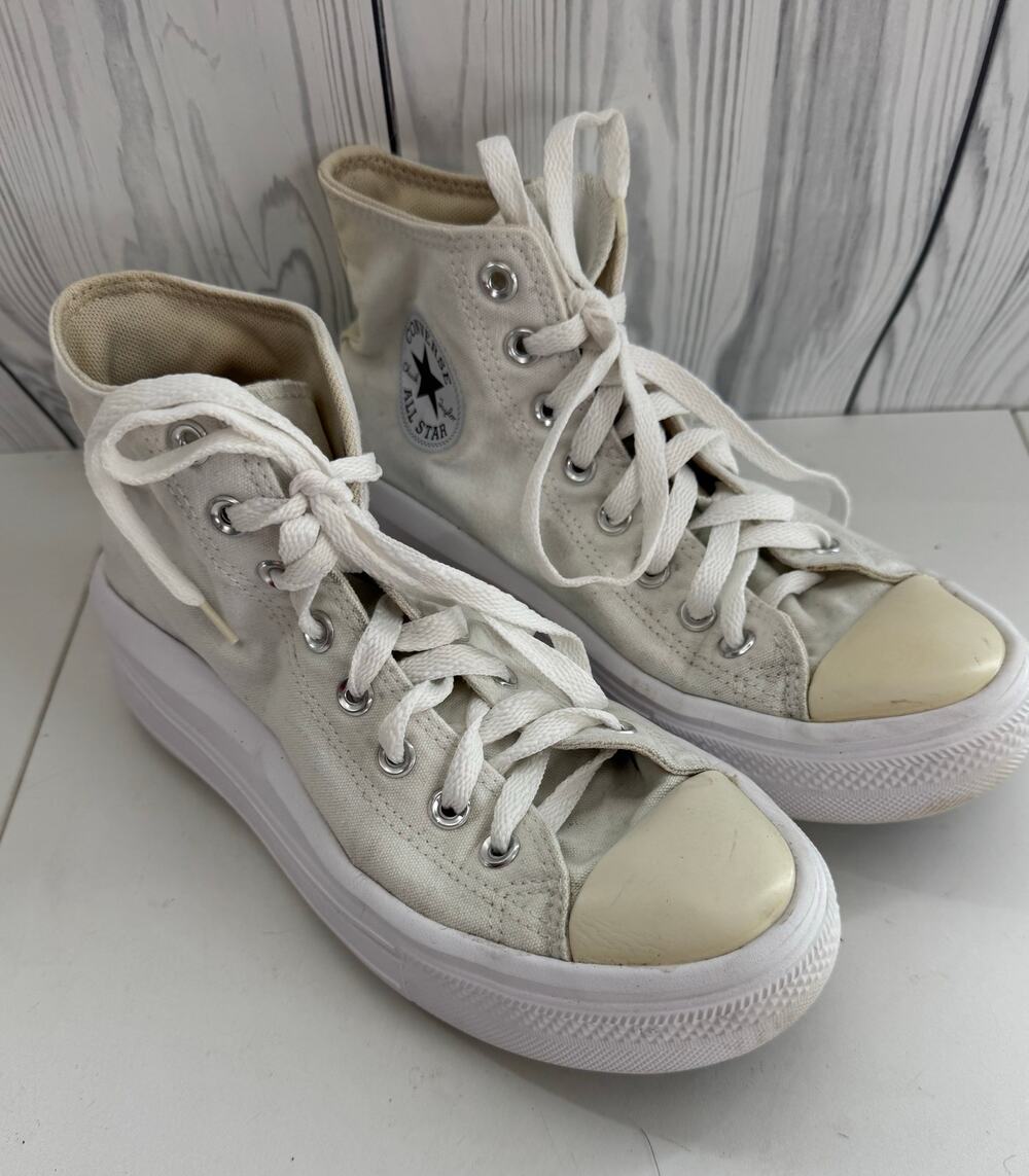 Converse Chuck Taylor All Star, Lift, Womens, White & Tan Platform Size 9